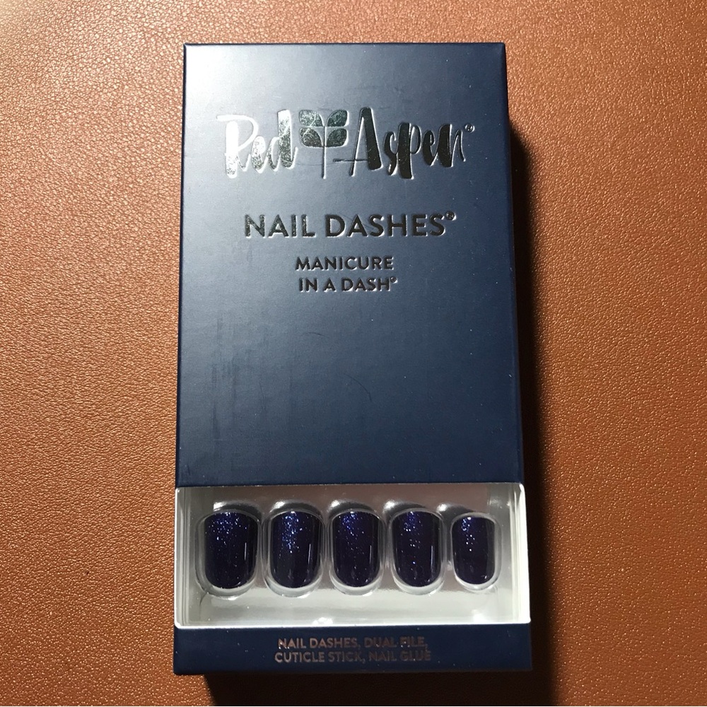 Press On Nails Annette Goes Navy Nail Dashes Short Square